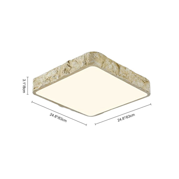 Thehouselights-LED Nordic Stone Rock Design Square Flush Mount-Ceiling Light-Black-63 cm.