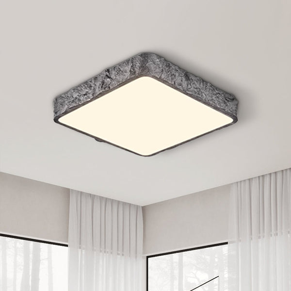 Thehouselights-LED Nordic Stone Rock Design Square Flush Mount-Ceiling Light-Grey-43 cm.
