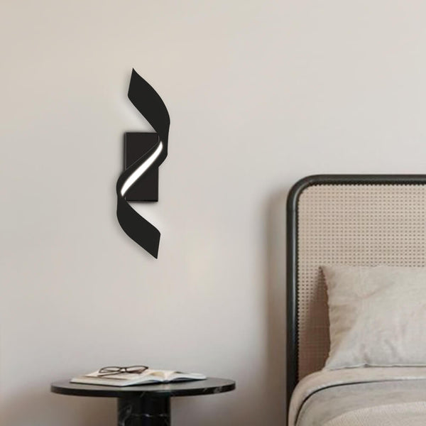 Thehouselights-LED Ribbon Spiral Indoor Outdoor Wall Sconce-Wall Lights-Black-