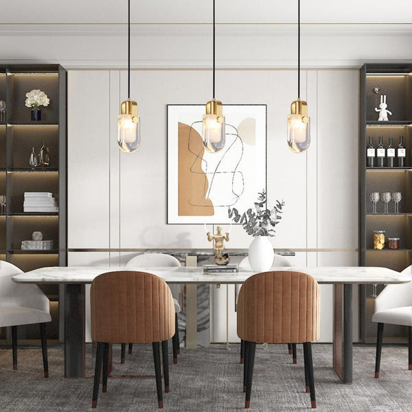 Thehouselights-Linear Crystal Pendant Light in Gold-Pendant--