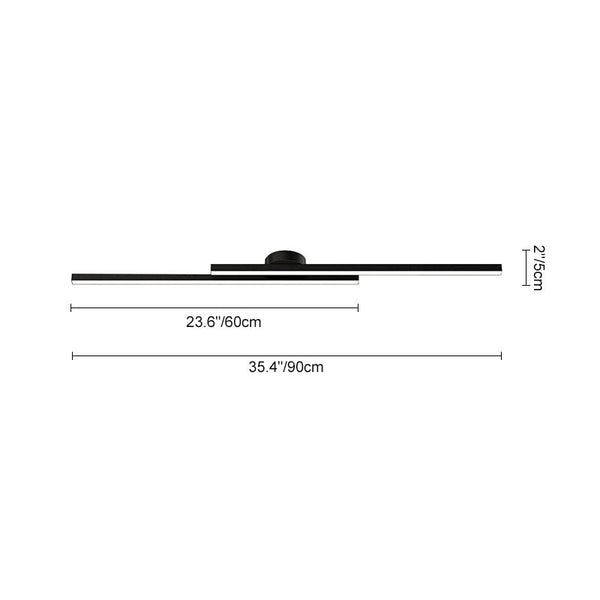 Thehouselights-Long Strip LED Black Flush Mount-Ceiling Light--