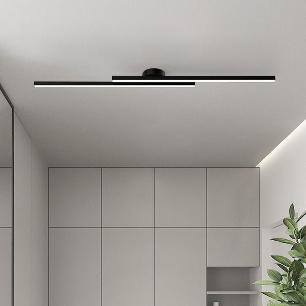 Thehouselights-Long Strip LED Black Flush Mount-Ceiling Light--