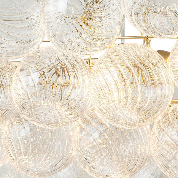 Thehouselights-Luxury Glam Large Cluster Ribbed Glass Bubble Linear Entry Chandelier-Chandelier-Brass-