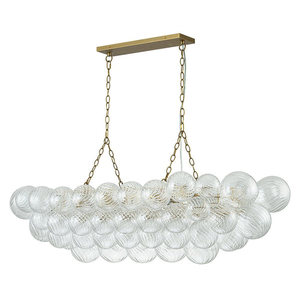 Thehouselights-Luxury Glam Large Cluster Ribbed Glass Bubble Linear Entry Chandelier-Chandelier-Brass-