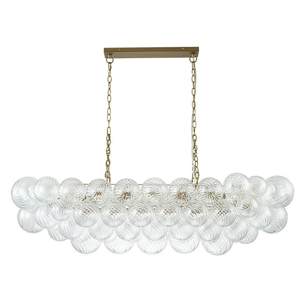 Thehouselights-Luxury Glam Large Cluster Ribbed Glass Bubble Linear Entry Chandelier-Chandelier-Brass-