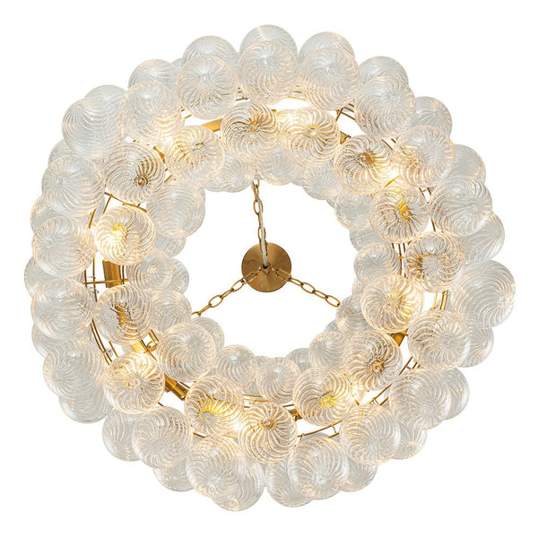 Thehouselights-Luxury Large Cluster Cloud Bubble Chandelier Ribbed Glass Brass Hanging Light-Chandelier-8-Light-