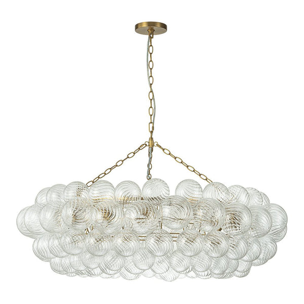 Thehouselights-Luxury Large Cluster Cloud Bubble Chandelier Ribbed Glass Brass Hanging Light-Chandelier-8-Light-