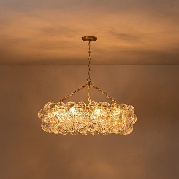 Thehouselights-Luxury Large Cluster Cloud Bubble Chandelier Ribbed Glass Brass Hanging Light-Chandelier-8-Light-