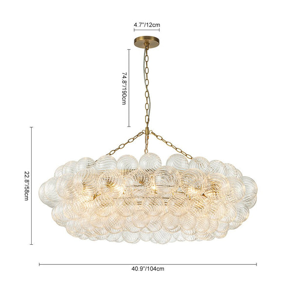 Thehouselights-Luxury Large Cluster Cloud Bubble Chandelier Ribbed Glass Brass Hanging Light-Chandelier-8-Light-
