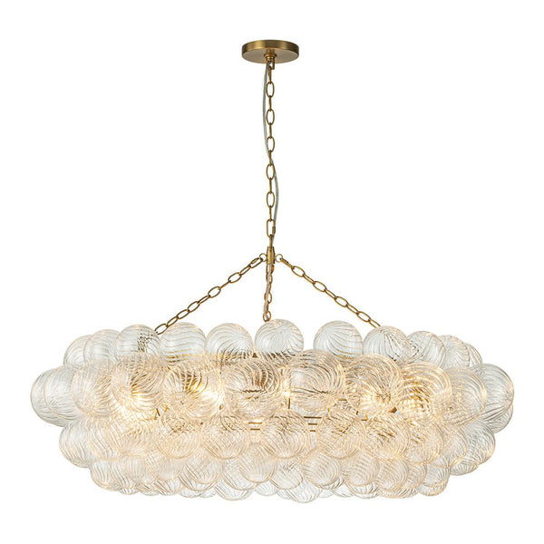 Thehouselights-Luxury Large Cluster Cloud Bubble Chandelier Ribbed Glass Brass Hanging Light-Chandelier-8-Light-
