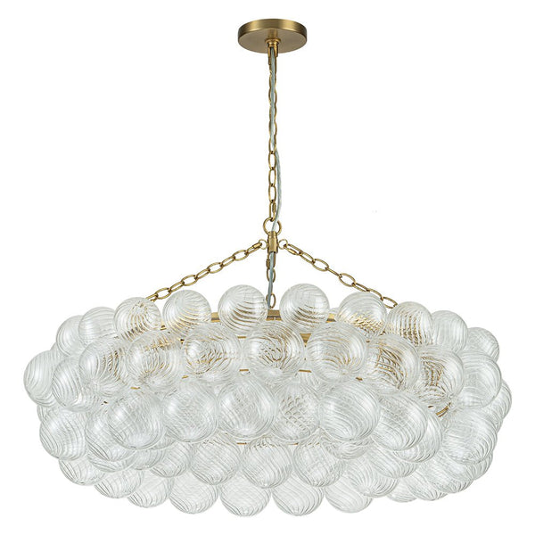 Thehouselights-Luxury Large Cluster Cloud Bubble Chandelier Ribbed Glass Brass Hanging Light-Chandelier-8-Light-
