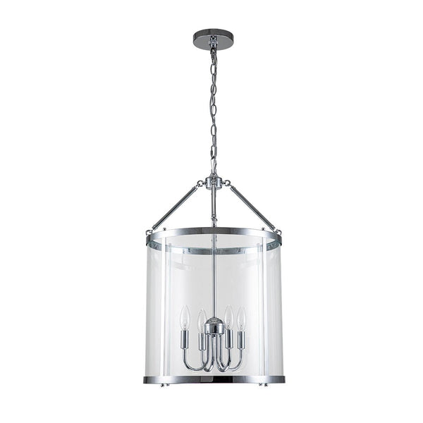 Thehouselights-Manor Cylinder Glass Lantern Pendant Light-Pendant-Chrome-