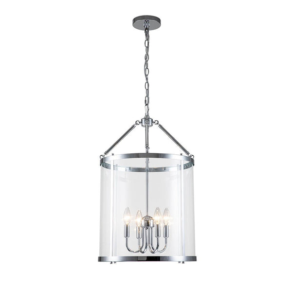 Thehouselights-Manor Cylinder Glass Lantern Pendant Light-Pendant-Chrome-
