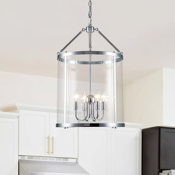 Thehouselights-Manor Cylinder Glass Lantern Pendant Light-Pendant-Chrome-