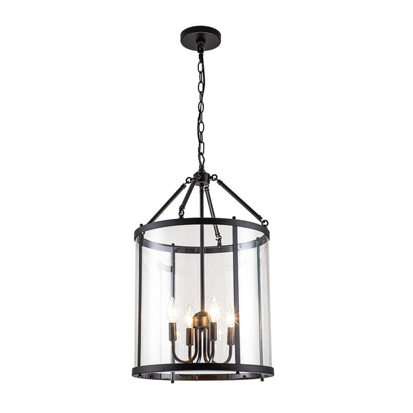 Thehouselights-Manor Cylinder Glass Lantern Pendant Light-Pendant-Chrome-