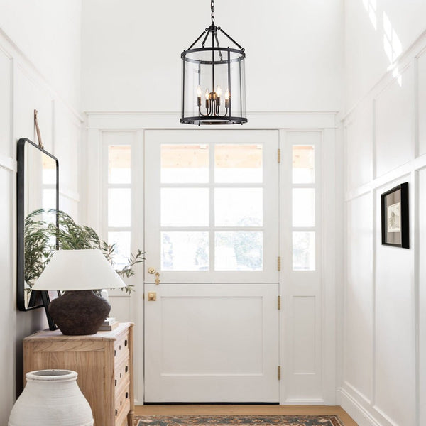 Thehouselights-Manor Cylinder Glass Lantern Pendant Light-Pendant-Chrome-