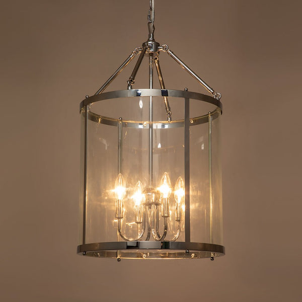 Thehouselights-Manor Cylinder Glass Lantern Pendant Light-Pendant-Chrome-