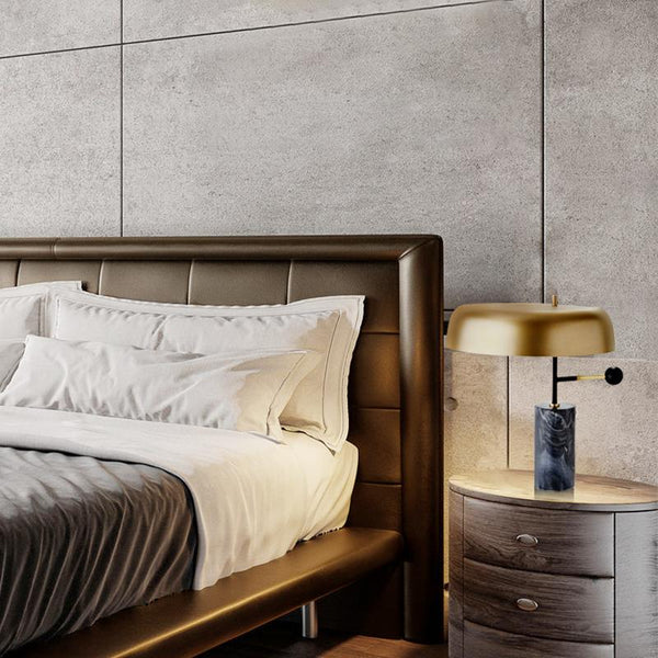 Thehouselights-Marble Grey Table Lamp with Brass Shade-Table Lamp--