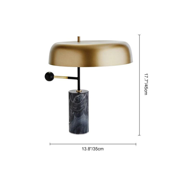 Thehouselights-Marble Grey Table Lamp with Brass Shade-Table Lamp--