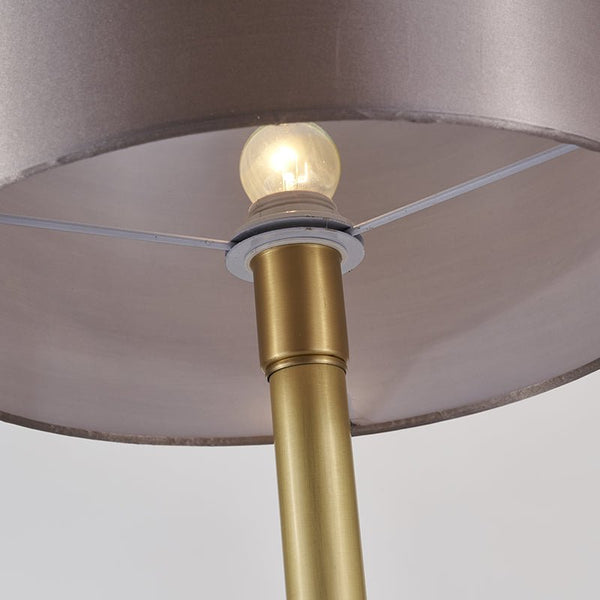 Thehouselights-Marble Table Lamp with Fabric Drum Shade-Table Lamp--