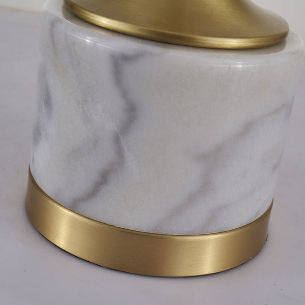 Thehouselights-Marble Table Lamp with Fabric Drum Shade-Table Lamp--