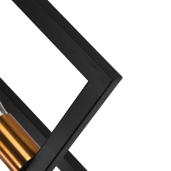 Thehouselights-Mid-Century Black Geometric Rectangle Chandelier-Chandelier-4 Bulbs-