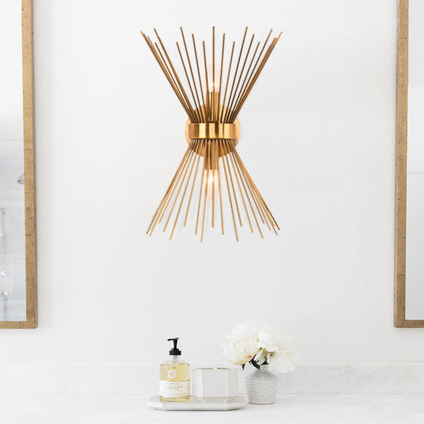Thehouselights-Mid-Century Modern Brass Starburst Wall Sconce Light-Wall Lights--