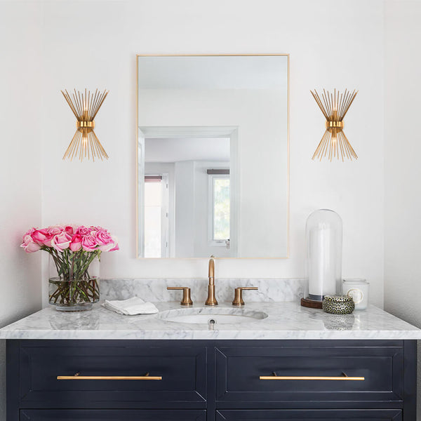 Thehouselights-Mid-Century Modern Brass Starburst Wall Sconce Light-Wall Lights--