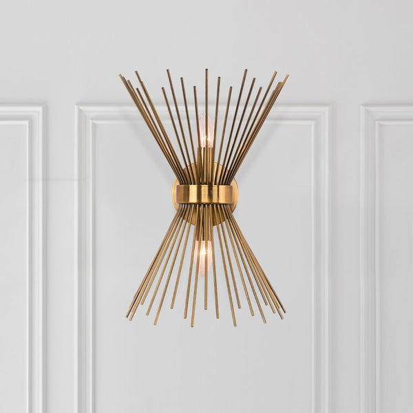Thehouselights-Mid-Century Modern Brass Starburst Wall Sconce Light-Wall Lights--