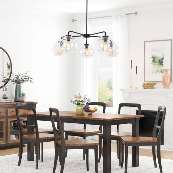 Thehouselights-Mid-Century Modern Classic Blown Glass Bubble Chandelier-Chandelier-Black-