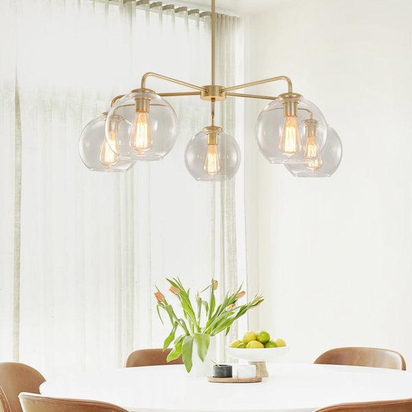 Thehouselights-Mid-Century Modern Classic Blown Glass Bubble Chandelier-Chandelier-Brass-