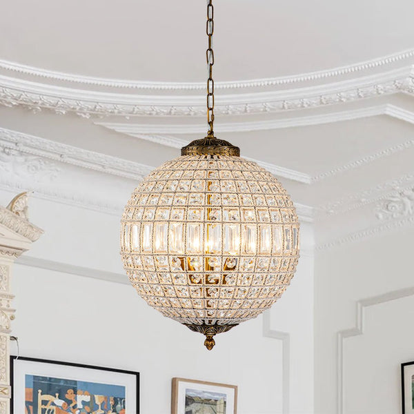 Thehouselights-Mid-century Modern Crystal Orb Chandelier-Chandelier-3-Light-