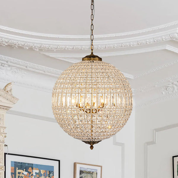 Thehouselights-Mid-century Modern Crystal Orb Chandelier-Chandelier-5-Light-