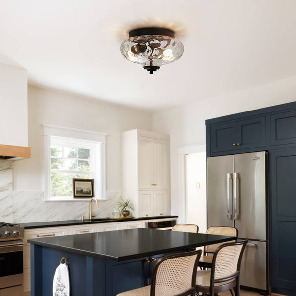 Thehouselights-Mid-Century Modern Glass Bowl Flush Mount Ceiling Light-Flush Mount--
