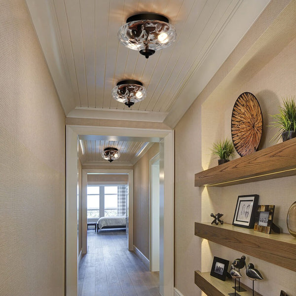 Thehouselights-Mid-Century Modern Glass Bowl Flush Mount Ceiling Light-Flush Mount--