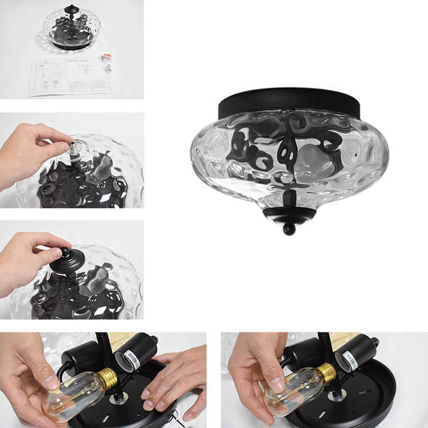 Thehouselights-Mid-Century Modern Glass Bowl Flush Mount Ceiling Light-Flush Mount--