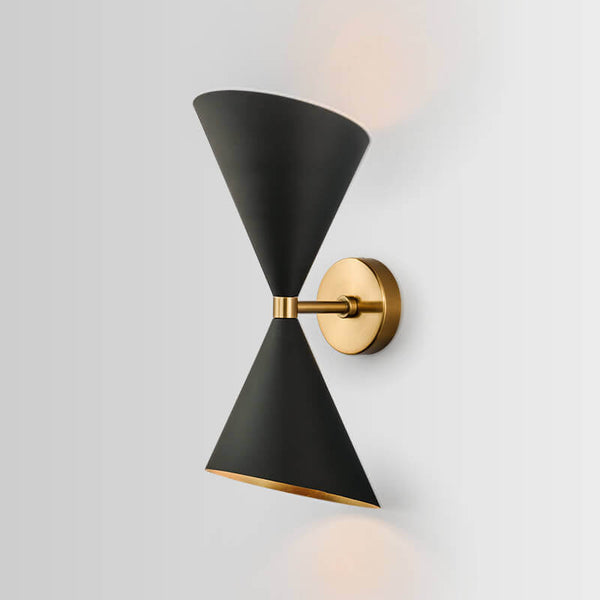 Thehouselights-Mid-Century Modern Hourglass Black Mounted Wall Sconce Lighting-Wall Lights--