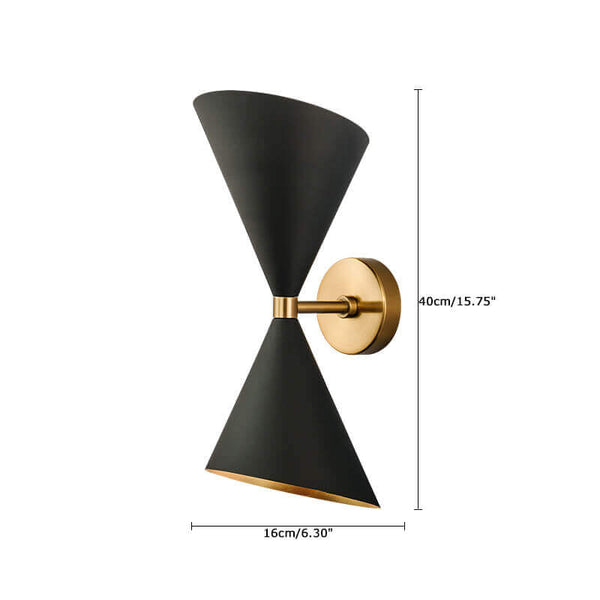 Thehouselights-Mid-Century Modern Hourglass Black Mounted Wall Sconce Lighting-Wall Lights--