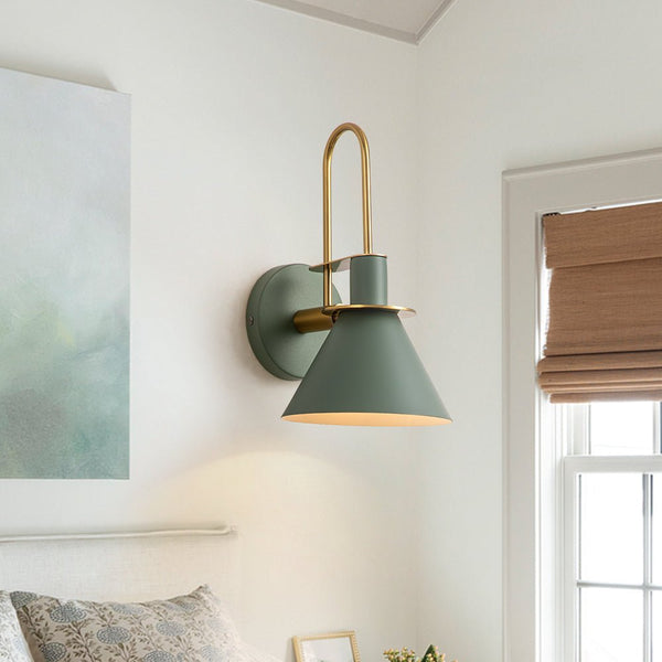 Thehouselights-Mid-Century Modern Industrial Look Matte Black Wall Lamp-Wall Lights-Black-