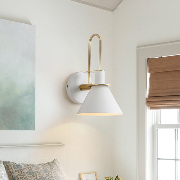 Thehouselights-Mid-Century Modern Industrial Look Matte Black Wall Lamp-Wall Lights-White-
