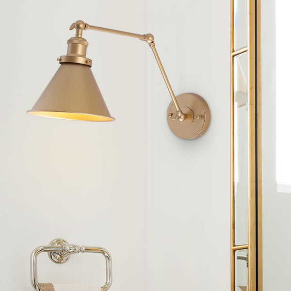Thehouselights-Mid-Century Modern Metal Plug In Wall Lamp for Bedroom/Living Room-Wall Lights-Gold-