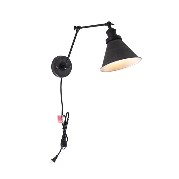 Thehouselights-Mid-Century Modern Metal Plug In Wall Lamp for Bedroom/Living Room-Wall Lights-Gold-