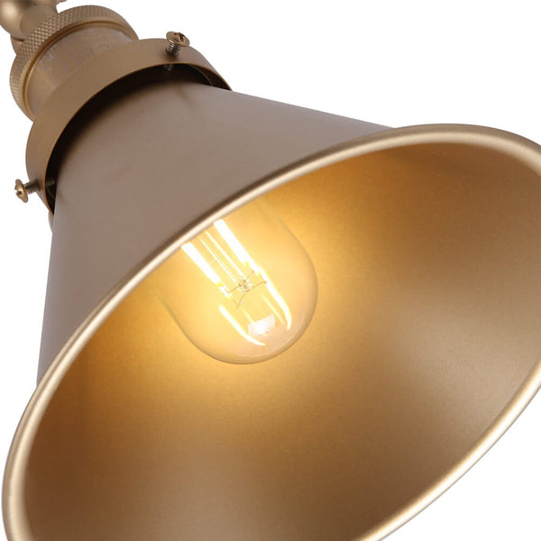 Thehouselights-Mid-Century Modern Metal Plug In Wall Lamp for Bedroom/Living Room-Wall Lights-Gold-