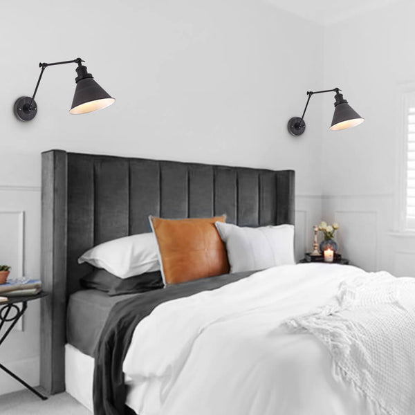 Thehouselights-Mid-Century Modern Metal Plug In Wall Lamp for Bedroom/Living Room-Wall Lights-Gold-