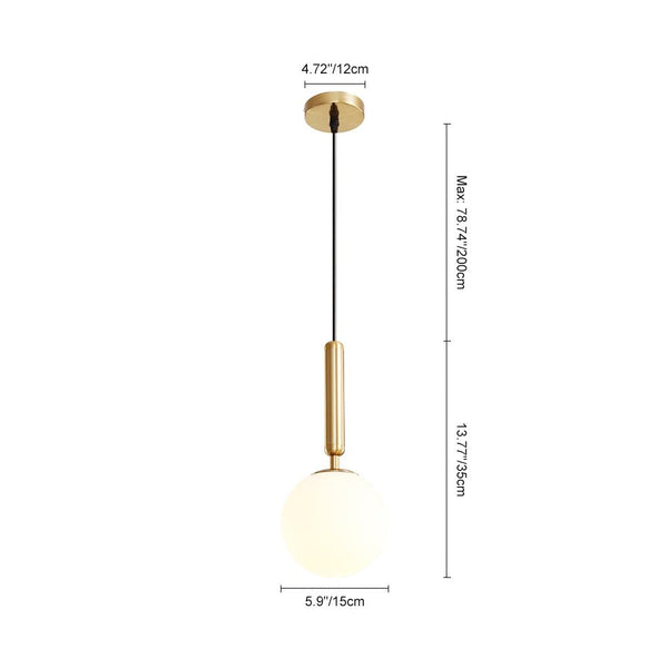 Thehouselights-Mid-Century Modern Mini Single Opal Globe Pendant Light-Pendants-Black-