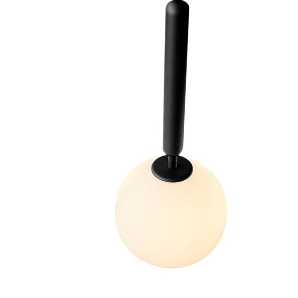 Thehouselights-Mid-Century Modern Mini Single Opal Globe Pendant Light-Pendants-Black-