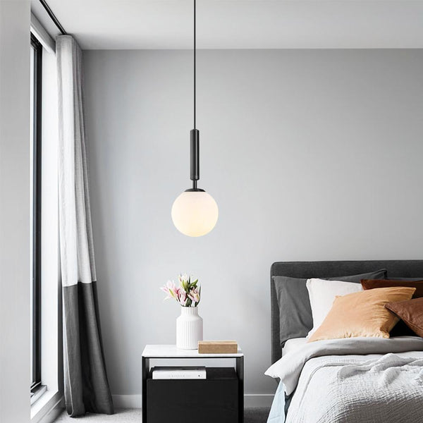 Thehouselights-Mid-Century Modern Mini Single Opal Globe Pendant Light-Pendants-Brass-