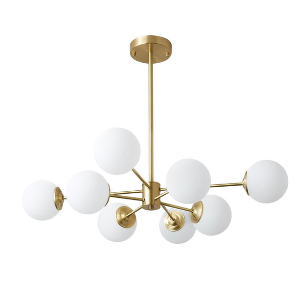 Thehouselights-Mid-Century Modern Opal White Glass Globe Kitchen Chandelier-Chandelier-6 bulbs-
