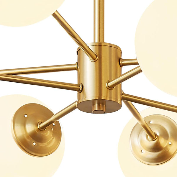 Thehouselights-Mid-Century Modern Opal White Glass Globe Kitchen Chandelier-Chandelier-6 bulbs-