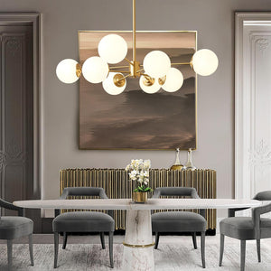 Thehouselights-Mid-Century Modern Opal White Glass Globe Chandelier-Chandelier-8 bulbs-